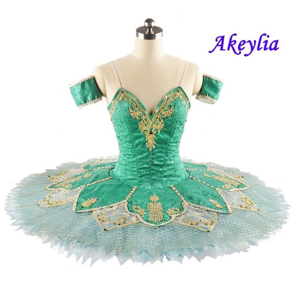 

cyan professional ballet tutus for girl yagp classical pancake tutu ballet dress soloist esmeralda dress palegreen, Black;red