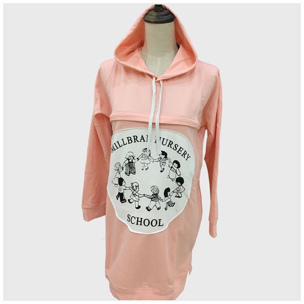 

Breastfeeding Hoodie Cartoon Patchwork With Hooded Hoody Sweater Coat Women Pullovers Maternity Pregnancy Clothes Spring