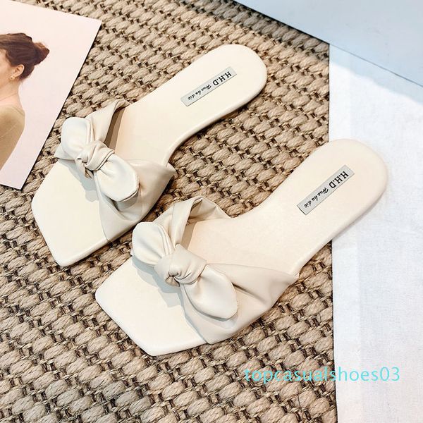

cute slippers women shoes summer korean square toe sandals female slippers women slides zapatos de mujer t03, Black