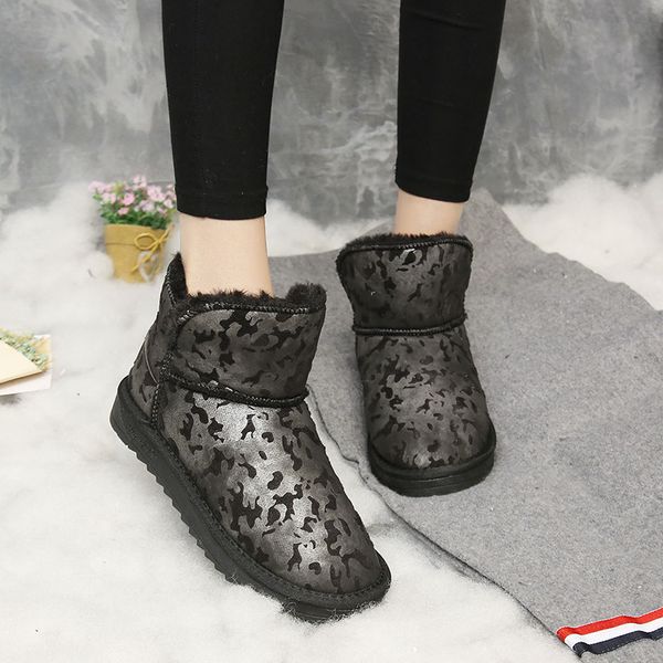 

2019 winter new women camouflage plush lining snow boots comfortable slip-on black australia emu boots