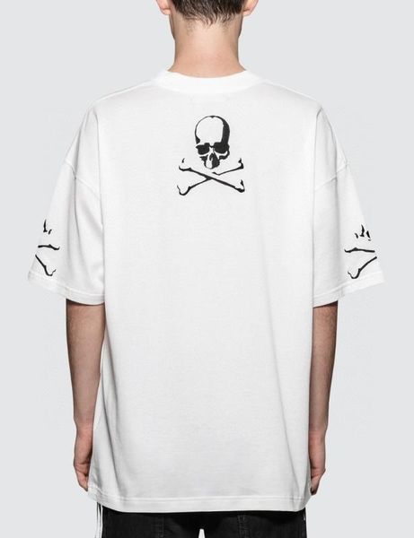 

20ss mmj t-shirt embroidered skull summer dark tide short sleeve mmj tees lovers pure cotton round neck half-sleeve t-shirt, White;black