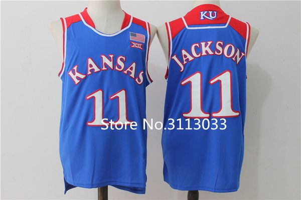 

#11 josh jackson kansas jayhawks ku college basketball jersey blue white embroidery stitched xs-xxl vest jerseys, Black;blue