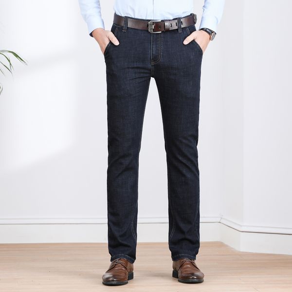 

laoyeche brand 2019 new arrivals jeans men quality brand business casual male denim pants straight slim fit 3 colors, Blue