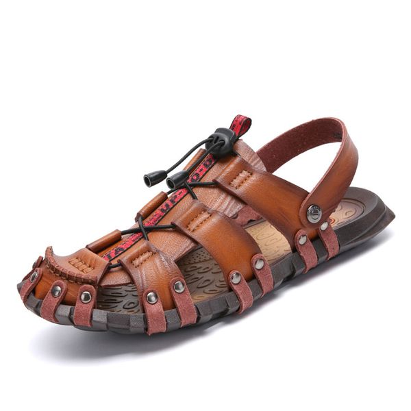 

fashion casual sandal shoes men golden khaki brown summer holiday comfort beach slippers plus size 38-47, Black