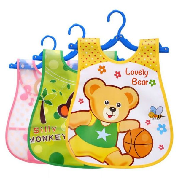 

new adjustable baby bibs eva plastic waterproof lunch feeding bibs baby cartoon feeding cloth children baby babador de bebe