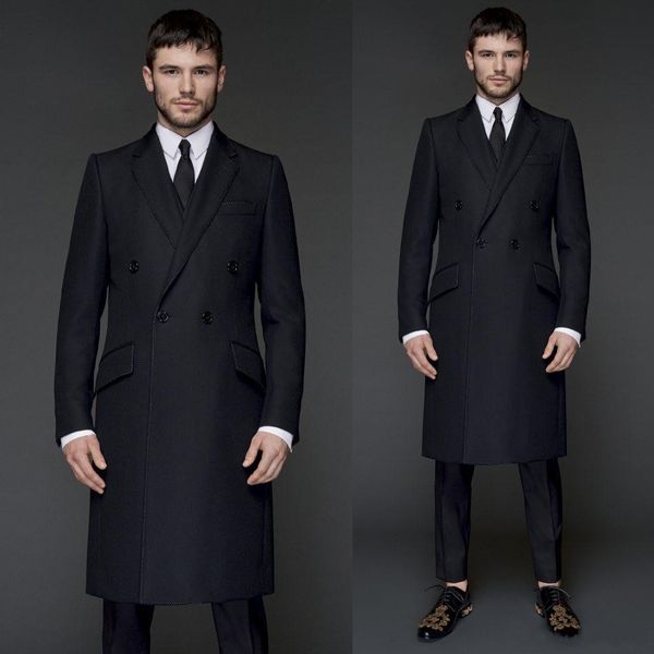 

fashion black long groom tuxedos notch lapel groomsmen mens wedding dress excellent man jacket blazer 3 piece suit(jacket+pants+vest+tie)80, Black;gray