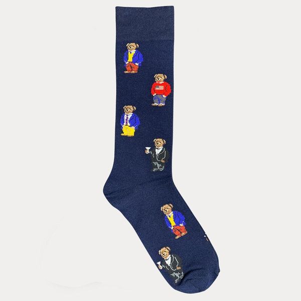 

polo bear & crest dress socks men women fashion cotton sock harajuku cute patterend ankle sock hipster skatebord ankle funny socks female, Black
