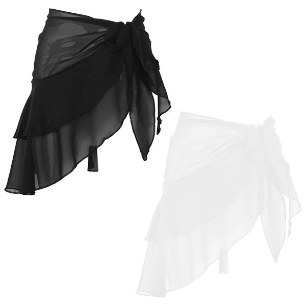 

chiffon beach cover up sarong multi wear ruffle swimsuit wrap for women