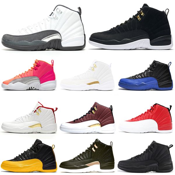

2020 dark grey reverse taxi 12 12s men basketball shoes game royal punch playoffs the master wings mens trainers sports sneaker 7-13