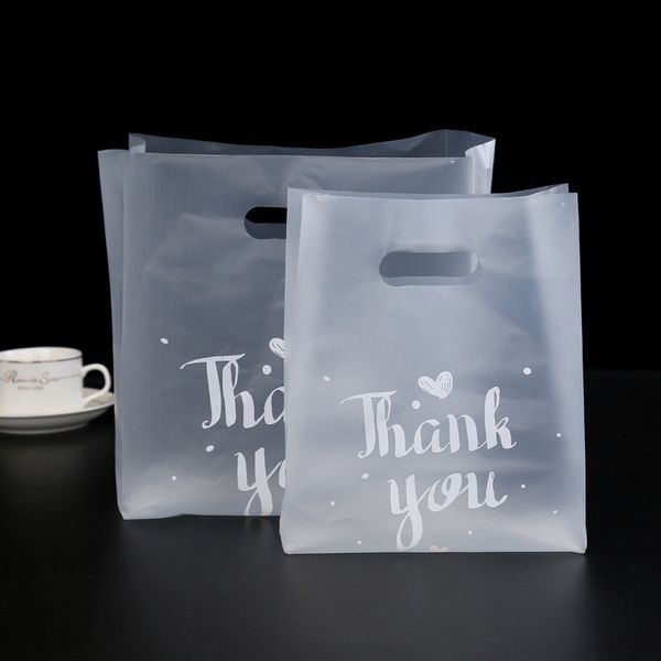 

50pcs plastic packaging bag thank you baking cake packaging bag protable clear shopping party candy gift packing pouches