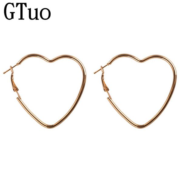 

simple love heart hoop earrings for women boucle d'oreille gold big earings fashion jewelry aros corazon wedding sweet earing, Golden;silver