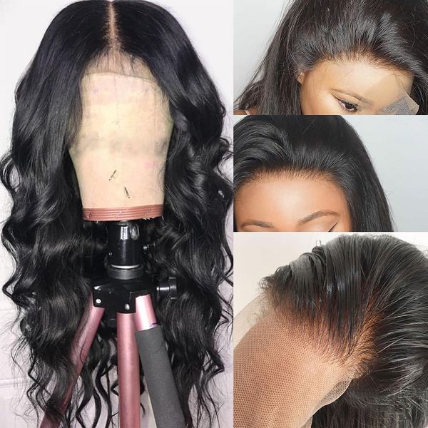 

объемная волна кружева фронтальная парик человеческих волос бразильский девы волос straight 13 * 4 шнурка фронтальная человеческих волос пар, Black;brown