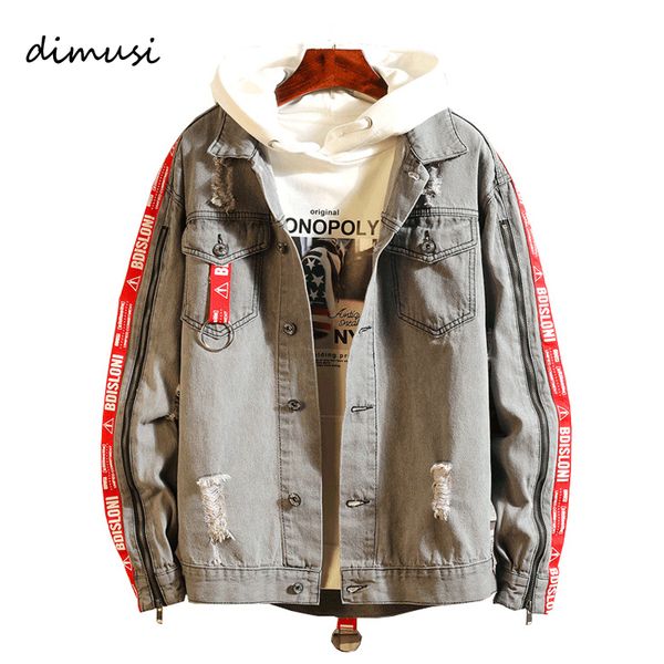 

dimusi mens denim jacket fashion hip hop streetwear hooded ripped denim coats mens harajuku high street jacket clothing,ya731, Black;brown