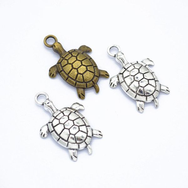 

charms sea tortoise turtle antique making pendant fit vintage tibetan silver diy bracelet necklace keychain jewelry accessories, Bronze;silver