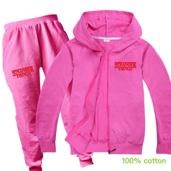 

горячие 2pcs продажа / комплект странные вещи с длинным рукавом детские zipper hoodie брюки хлопок удобная дышащая мальчики девочки одежда б, White