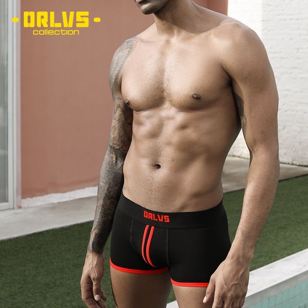 

orlvs men's underwear pure cotton u convex pocket boxer underwear pants loose breathable boxer pants men's or167, Black;white