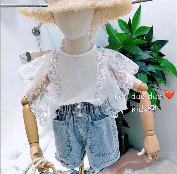 

2020 girls patchwork t-shirt short sleeve fashion summer girls 2-7t f30, Blue