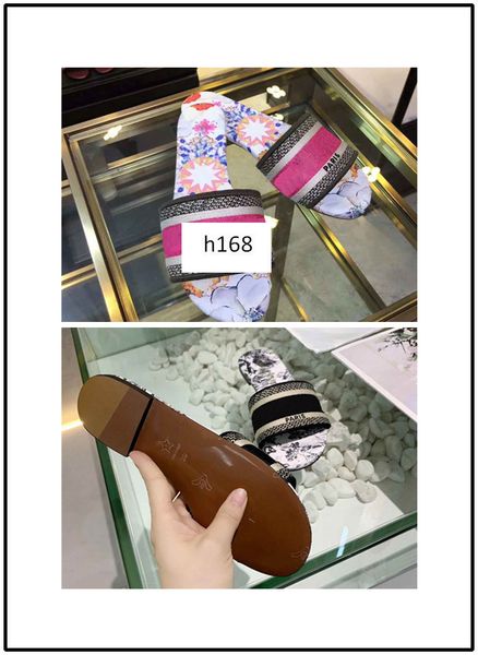 

wholesale new dazzle flowers women slippers sandals flat designer shoes slide dazzle flowers embroidery sandal floral striped 4, Black