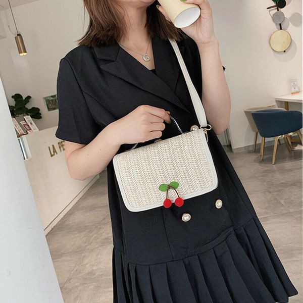 

womens fashion straw bag over shoulder bag cherry handbags crossbody bag tote