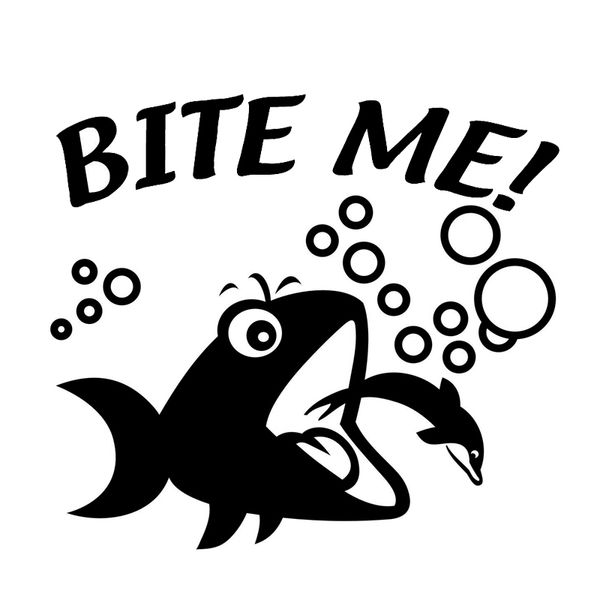 

14.1cm*12.8cm bite me fashion fish stickers decals car-styling vinyl decor
