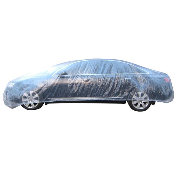 

universal clear plastic temporary disposable car cover rain dust garage pe film thickening car rain dustproof cover