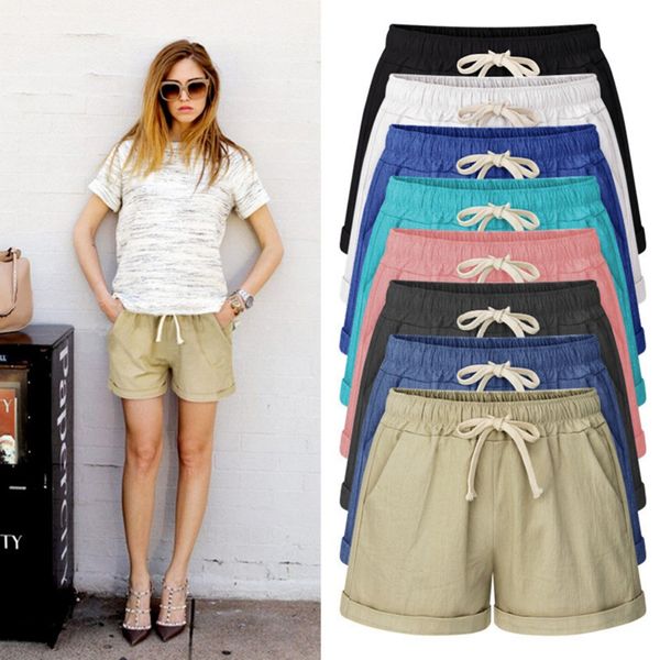 

summer high waist loose wide leg shorts women thin casual haren pockets shorts female cotton short pants, White;black