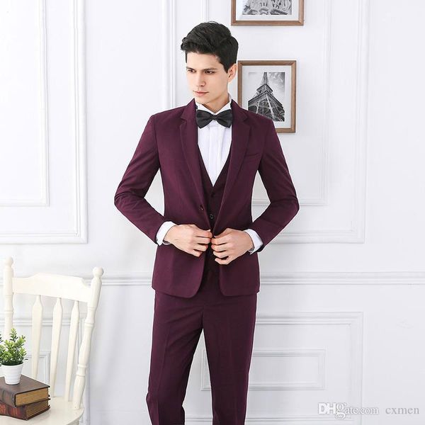 

выполненные на заказ свадебные костюмы для жениха смокинги burgundy шафер пиджаки 3 шт жакеты брюки жилет зубчатый отворот две кнопки обрезк, Black;gray