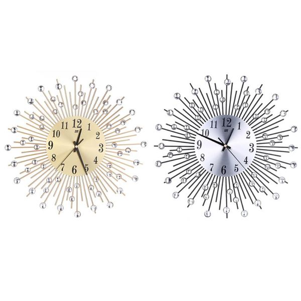 

iron art inlaid diamond flower living room silence bedroom metal wall clock