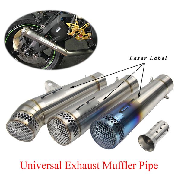 

motorcycle 51mm universal exhaust muffler pipe with db killer stainless steel exhaust tip bike system escape modified