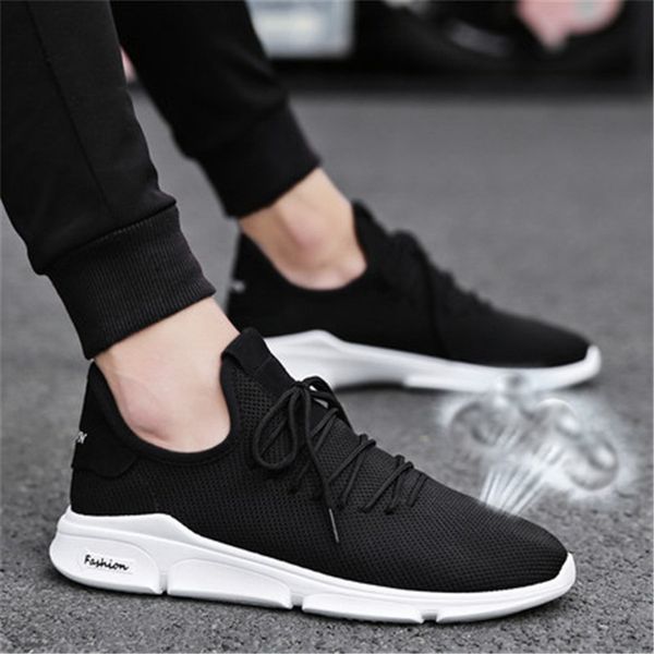 

fashion mesh ventilation sneakers casual running shoes for men's, Black