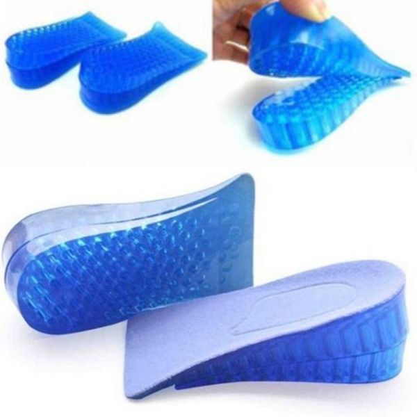 

20 pair selling durable fashion comfy women men silicone gel lift height increase shoe insoles heel insert pad, Black