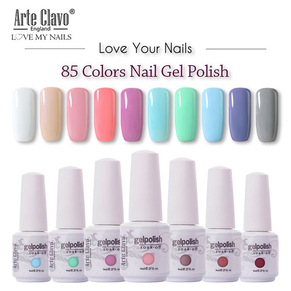 

arte clavo 85 colors gel nail polish led uv gel for nail soak off nails gel lacquer glitter 8ml nude red hybrid nail