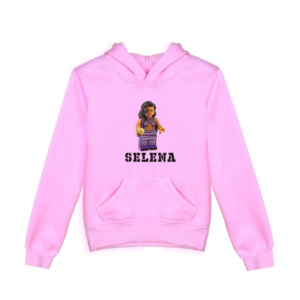 

2019 2 to 12 years kids hoodie selena quintanilla print boys girls hoodies sweatshirt teens outerwear children pullover fashion, Black