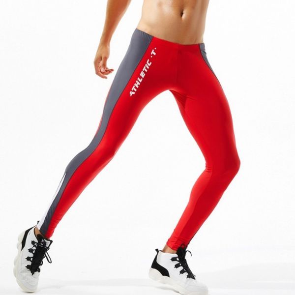 

mens leggings men training workout leggins running tights quick dry eslastic male gym sport compression pants sportswear, Black;blue