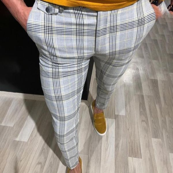 2019 stazione indipendente di Amazon nuovi pantaloni casual a 9 punti in tinta unita a quadri da uomo europei e americani
