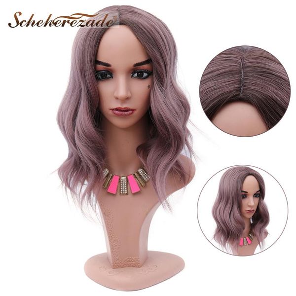 

scheherezade ash purple short bob wave synthetic wigs for women cosplay wigs none lace wig high temperature fiber 16 inches, Black