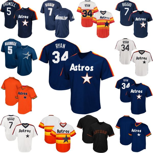 

34 Nolan Ryan Houston 5 Jeff Bagwell 7 Craig Biggio Astros Baseball Jerseys Fast Free Shipping