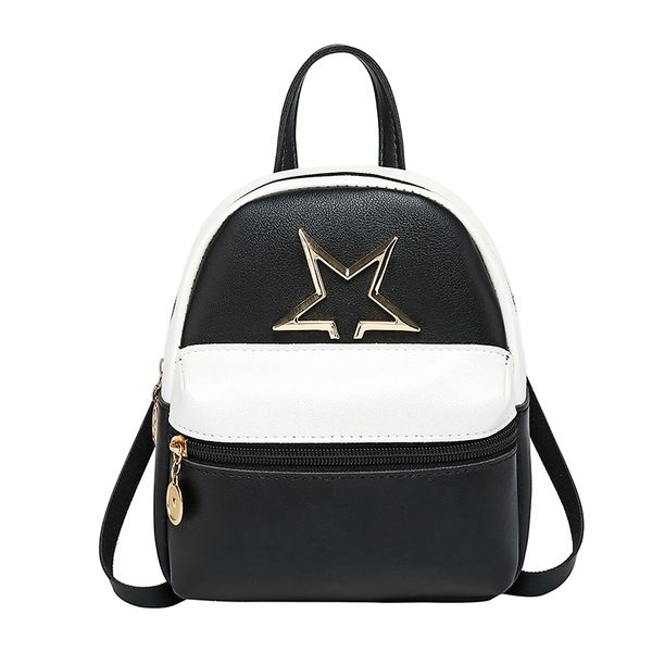 

cute star bag women girl pu leather mini backpacks casual travel portable shoulder backpacks solid black/green/red/pink