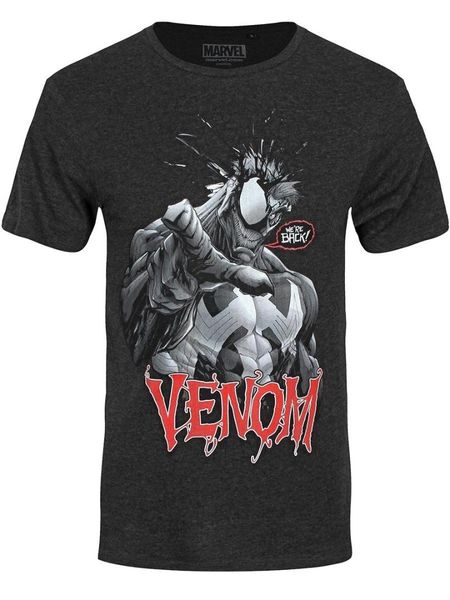 

marvel venom t-shirt venom is back men's grey streetwear funny print clothing hip- mans t-shirt tees, White;black