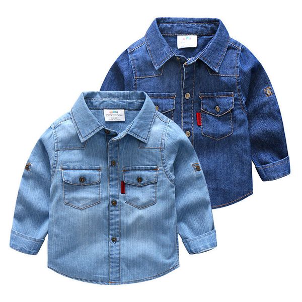 

boys shirts spring autumn casual denim shirt for boys kids clothes 2-8 y toddler baby clothing fashion long sleeves shirts, White;black