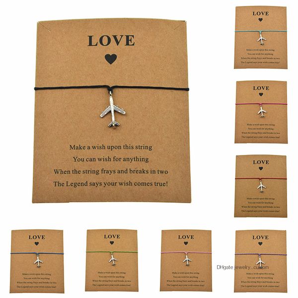 

мода серебряный самолет шарм make a love card регулируемые браслеты для женщин мужчин ювелирные изделия самолета рождественские подарки, Golden;silver