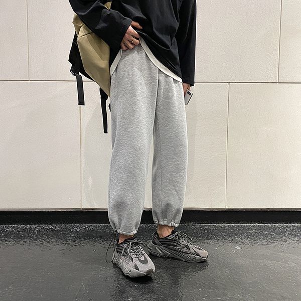 

men's pants sweatpants fashion solid color casual joggers men streetwear track wild loose trousers mens m-3xl, Black
