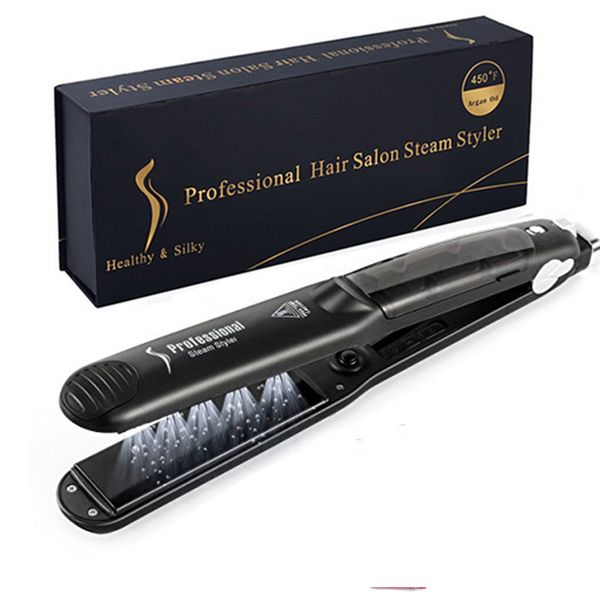 

professional steam hair straightener ceramic vapor hair flat iron steam hair styling straightening iron curler steamer tool