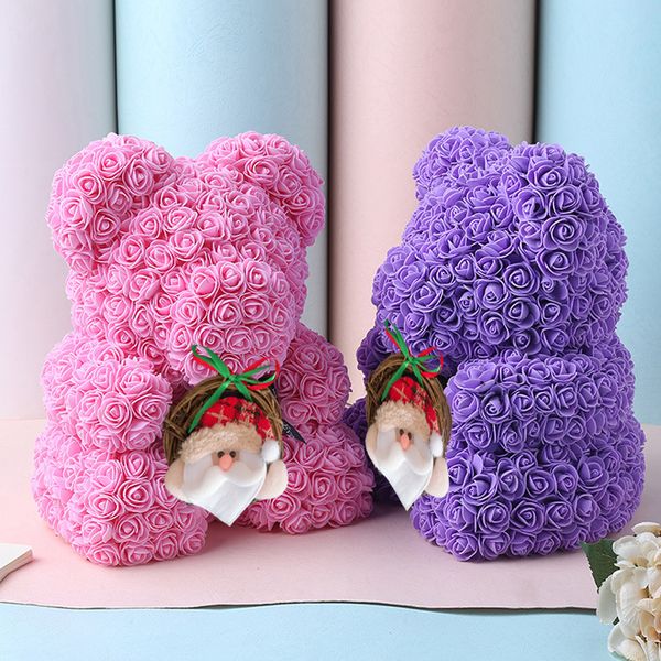 

рождественский подарок 40см red bear rose искусственное мыло розы teddi bear вечный цветок валентина гирлянда подарок подруга санта-клауса