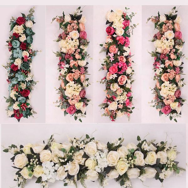 100x25cm Long Artificial Arch Flower Row Table Flower Silk Flower