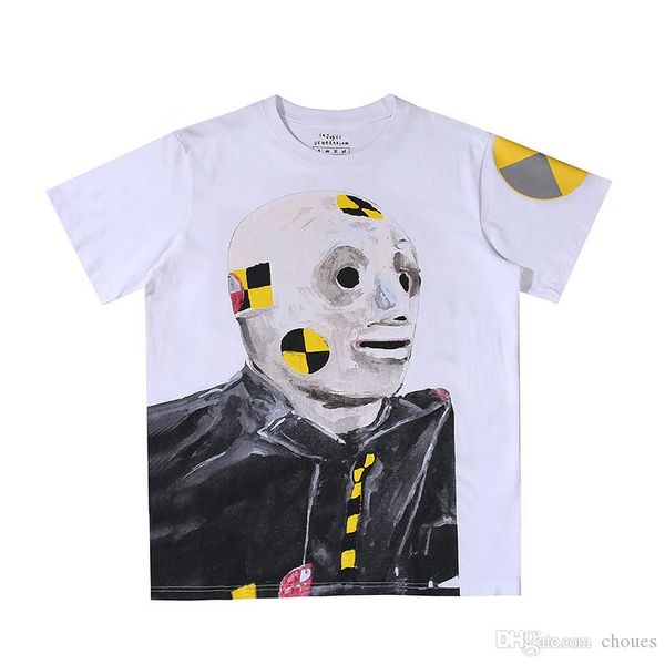 

56s vlon street fashion brand retro oil painting graffiti arrow letter printing men and women t-shirt lovers short-sleeved sweater coat, White;black