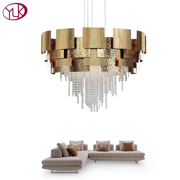 De Al Lámparas De La Suspensión Estar De Oro Por Lámpara De Iluminación Sala Cristal Moderna Lustres De Cristal De Venta LED Compre De Mayor xsohrBQCtd