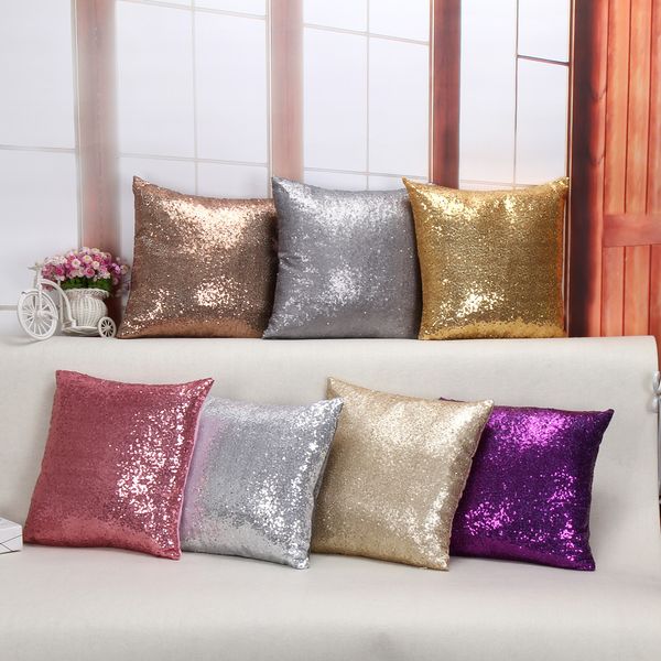 Solid Color Glitter Silver Sequins Bling Throw Pillow Case Cafe