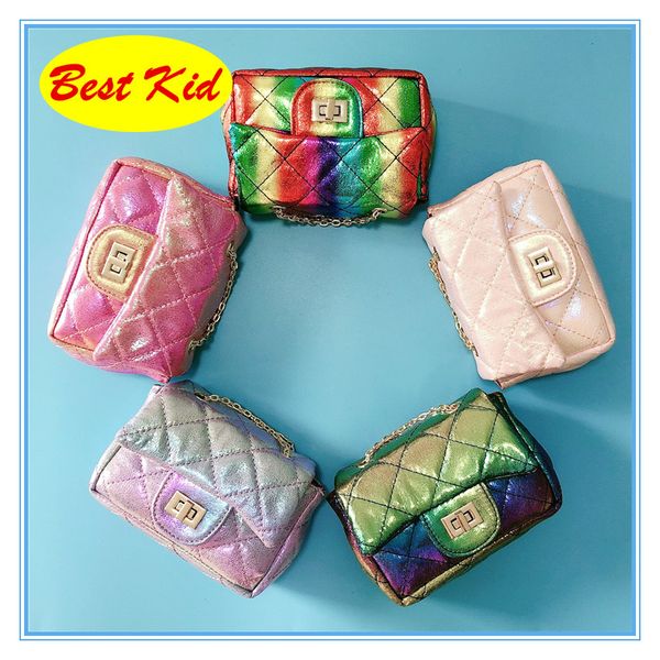 

id bags new arrival children's fashion rainbow purse baby girls small messenger bag toddlers party bag kids bags smt073, White