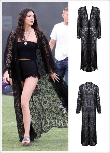 

women coat black open stitch sequined long wide-waissted coat, Tan;black